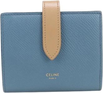 Celine Pre-owned Bi-fold Portemonnee - Dames - Vintage Accessoires - Blauw - ONE Size - Leer - Vintage