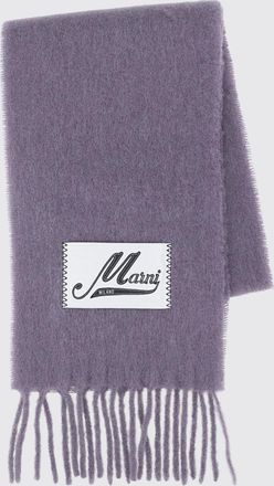 Marni Sciarpa in misto lana dalpaca con logo applicato e bordi sfrangiati