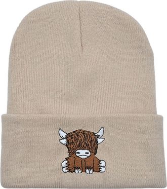 Generic Scottish Highland Cow Beanie Women Cute Scotch Cow Knitted Hat Autumn Winter Warm Hip Hop Hat Unisex Ski Hat Comfy