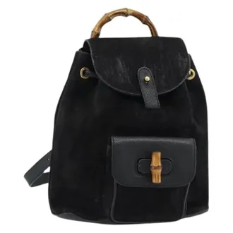 Gucci Pre-owned Backpacks, female, Black, Size: ONE SIZE Pre-owned Vintage Suede Backpack