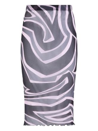 Pucci Prnted Tulle Longuette Midi Skirt