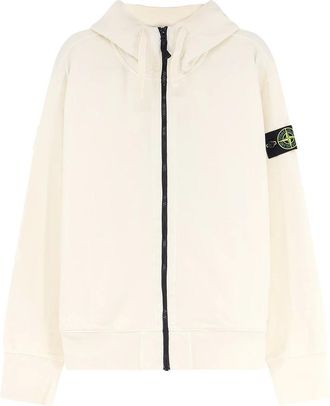 Stone Island Hoodies & sweatvesten, Heren, Beige, 3Xl, Katoen, Oversized-fit Zip-up Hooded Sweatshirt