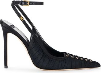 Elisabetta Franchi Schoenen, Dames, Zwart, 40 EU, Leer, Nappa Leren Sandaal met Kruislings Veters
