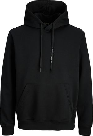 Jack & Jones Kapuzensweatshirt JACK & JONES JCOFUSION SWEAT BADGE HOOD, Herren, Gr. XXL, schwarz, angeraute Sweatware, Obermaterial: 52% Polyester, 48% Baumwolle, 