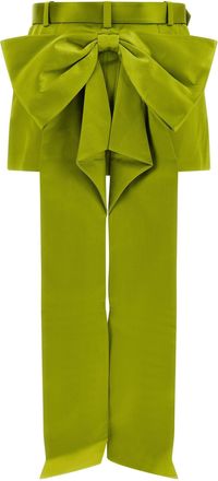 Self Portrait Structured Bow Maxi Skirt - Lime Green