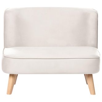 Beliani Sof&aacute; Infantil Tapizado De Terciopelo Sin Reposabrazos Para Ni&ntilde;os Peque&ntilde;os Beige Risby