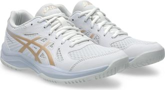 Asics Hallenschuh ASICS UPCOURT 6, Damen, Gr. 42,5, weiss (wei&szlig;, champagne), Synthetik, Schuhe Hallenschuh, besonders geeignet f&uuml;r Handball und Volleyball