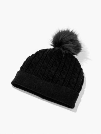 Talbots Soft Cable Knit Beanie - Black - 001 Talbots