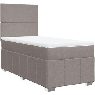 vidaXL Vidaxl - Cama Box Spring Con Colch&oacute;n Tela Gris Taupe 100x200 Cm