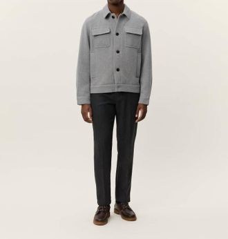 Les Deux Nash Twill Wool Jacket In Grey
