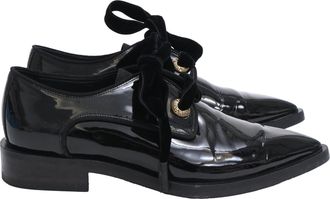 Lanvin Pointed-Toe Lace-Up Derby Shoes in Black Patent Leather