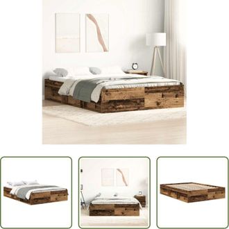 vidaXL vidaXL Letto in compensato - Giroletto senza Materasso Legno Antico 140x190cm in Truciolato