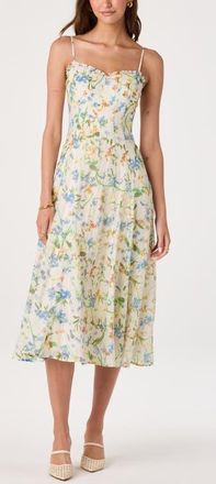 ASTR the Label Jaylynn Ruffle Seamed Dress in Ivory Blue Floral at Nordstrom, Size X-Small