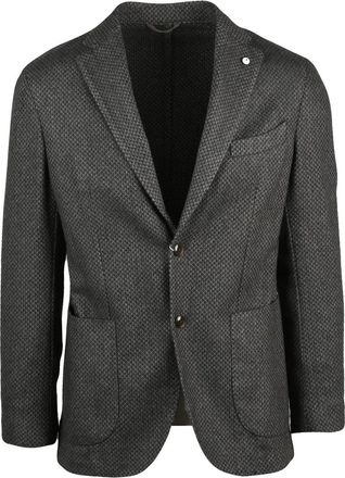 L.B.M. 1911 Rounded Jacket with Textured Fabric and Button Closure