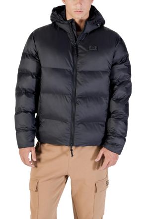 Emporio Armani Mens Padded Jacket Hooded Zip Closure - Black Nylon - Size X-Large