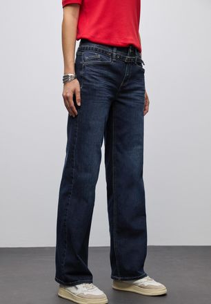 Street One Weite Jeans STREET ONE, Damen, Gr. 26, L&auml;nge 30, dunkelblau washed, Denim/Jeans, Obermaterial: 72% Baumwolle, 27% Polyester (REPREVE), 1% Elasthan, un