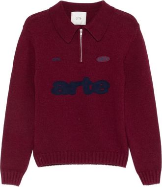 Arte logo-appliqué polo sweater - Red