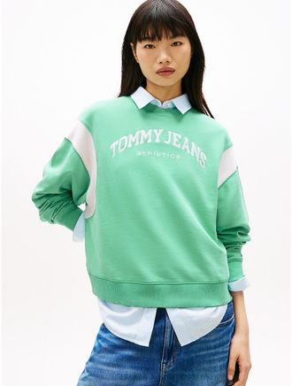 Tommy Hilfiger Womens Tommy Jeans Athletics Boxy Sweatshirt - Green - XL