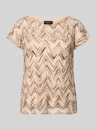 s.Oliver Black Label Relaxed Fit T-Shirt mit Lochstrickmuster in Dunkelbraun, Gr&ouml;&szlig;e 36