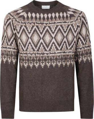 Ballantyne Trui met ronde hals - Heren - Ronde hals truien - Bruin - XL - Wol - Truien & Vesten