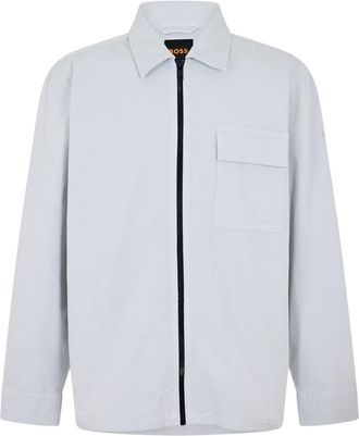 HUGO BOSS Herenoverhemd met patroon en borstzak (Grijs)