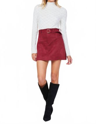 Bishop + Young Faux Suede Skirt In Crimson