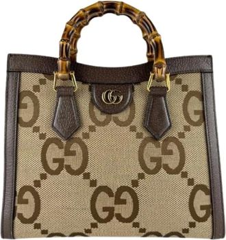 Gucci Pre-owned Handbags, female, Beige, Size: ONE SIZE Pre-owned Canvas Shoulder Bag