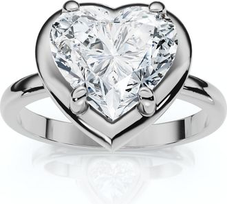 Pompeii3 Certified 2 1/2Ct Heart Diamond Button Engagement Ring 14k Gold or Pt Lab Grown