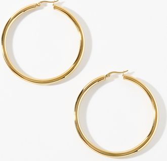 Simons Womens Extra-large golden tubular Hoop Earrings