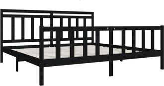 vidaXL Estructura De Cama De Madera Maciza Negra 200x200 Cm Vidaxl
