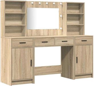 vidaXL Conjunto de Mesa de Tocador con cajón 3 pcs Roble Sonoma vidaXL