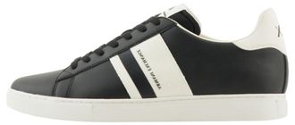 A|X Armani Exchange Mens Paris Double Line Sneaker, Black Off White, 9 UK