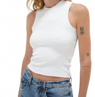 LnA Womens Double Layer Ribbed Tank Top In White