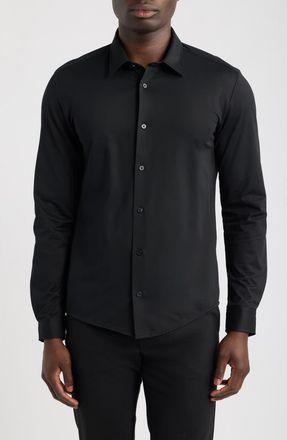BOSS Roan Slim Fit Performance Button-Up Shirt in Black at Nordstrom, Size Xx-Large