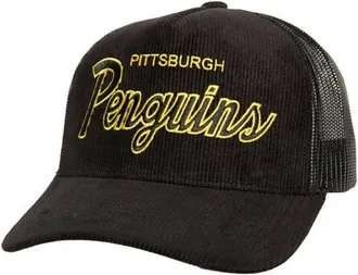 Mitchell & Ness Mens Mitchell & Ness Black Pittsburgh Penguins Times Up Classic Script Cord Trucker Adjustable Hat at Nordstrom