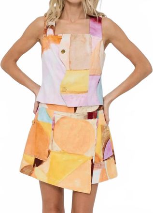Ciebon Abstract Scalloped Top In Yellow Multi