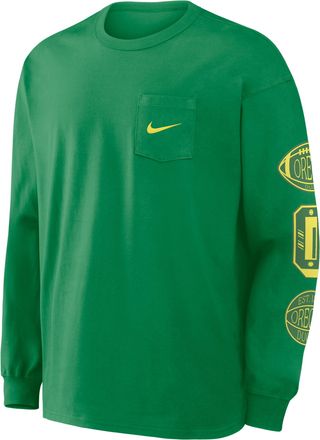 Nike Oregon Academic Max90 Pocket Nike Mens College Long-Sleeve T-Shirt in Green | 04TA30DUON-U1K
