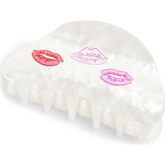 Frasier Sterling Kisses Claw Clip in White/Pink at Nordstrom