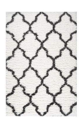 Jonathan Y Designs Marrakesh Shag Trellis Area Rug in Ivory/charcoal at Nordstrom, Size 2Ft 0In X 8Ft 0In