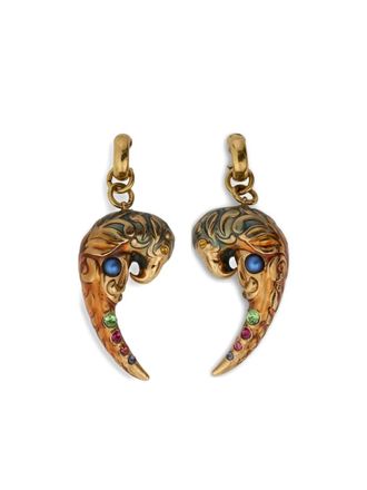 Etro paisley-parrot crystal earrings - Goud