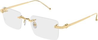 Cartier Brillen - Heren - Zonnebrillen - Geel - 52 MM - Leer - Accessoires
