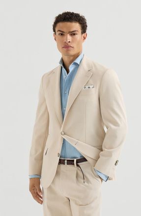 Brunello Cucinelli Cotton and virgin wool gabardine deconstructed blazer in Vanilla at Nordstrom, Size 58