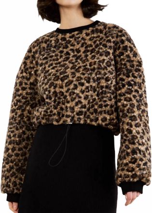 Apricot Leopard Boucle Tie Top In Brown