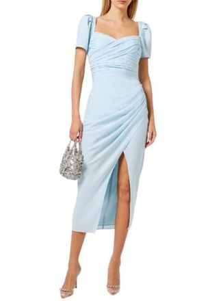 Self Portrait Blue Crepe Midi Dress Size M