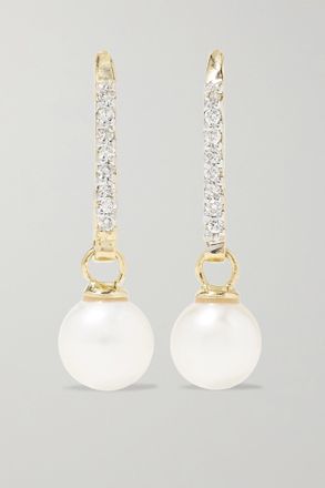 Mateo Bijoux 14-karat Gold, Pearl And Diamond Earrings - Oro