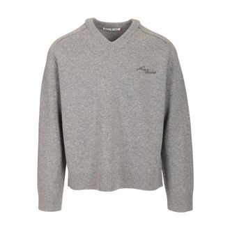Acne Studios Wool V-neck Jumper - male - Acne Studios - V-neck Knitwear - Gray - L - Knitwear