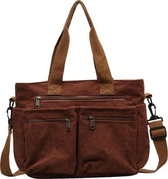 Generic Corduroy Bag - Large Capacity College Tote, Large Capacity Tote, Corduroy College Bag | Travel Pack Storage, Structured Shoulder TOTIES, Use For Tissu