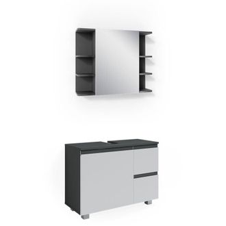 Vicco Conjunto de muebles de baño J-Shape, Antracita, 2 partes