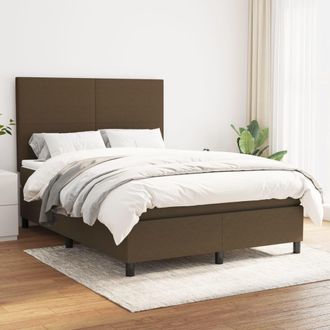 vidaXL Vidaxl - Cama Box Spring Con Colch&oacute;n Tela Marr&oacute;n Oscuro 140x190 Cm