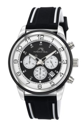 Porsamo Bleu Arthur Mens Chronograph Black and White Silicone Watch